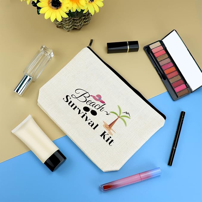 Beach Lover Gift Makeup Bags for Women Beach Travel Cosmetic Bag Beach Vacation Gifts Beach Themed Gifts for Teen Girls Beach Lover Birthday Christmas Graduation Gifts Summer Ocean Gift Toiletry Pouch