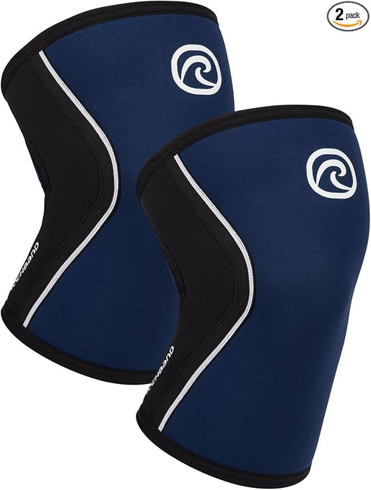 Rehband 5mm Knee Sleeves for Functional Training, Cross-Training & Powerlifting, Weightlifting Knee Support made of Neoprene, Unisex, Colour:Navy - 1 Pair, Size:Small