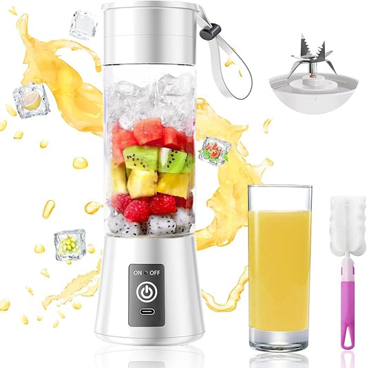 Portable Blender for Shakes and Smoothies - Newly Upgraded 14 Oz Mini Blender with 6 Blades, USB & Type-C Rechargeable, Suitable for Making Fresh Juice, Convenient for Travel and Sports