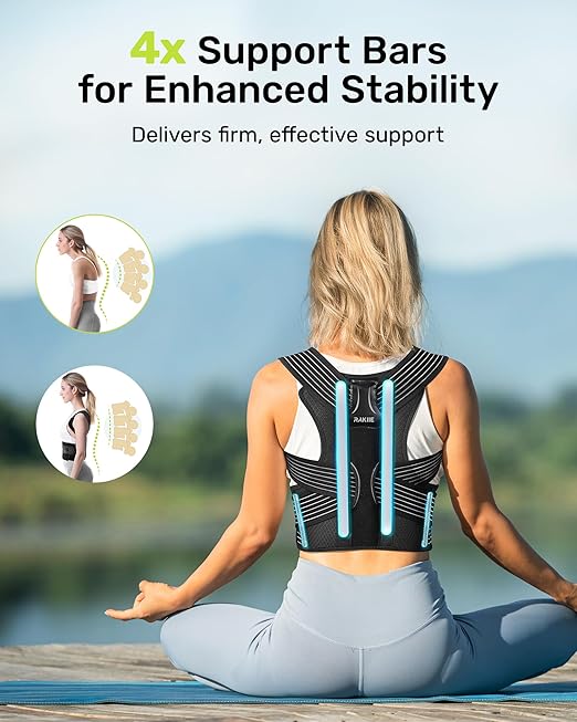 Posture Corrector for Women and Men, Upgraded Back Brace with Enhanced Support, Shoulder Straightener with Cushioned Shoulder Pads & Underarm Strap, Gray Size M (Upper Waist: 35.4"-41.3")
