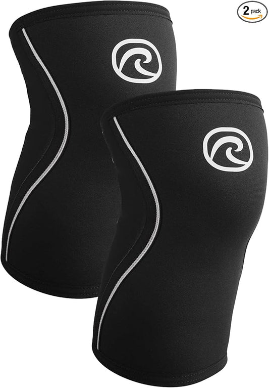 Rehband 5mm knee sleeve support for Cross Fit & heavy training, compression neoprene knee sleeve, feel stronger + more secure while workout, Colour:Black - 1 Pair, Size:M