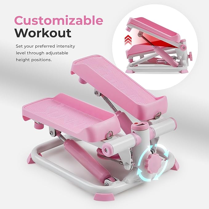 Sunny Health & Fitness Mini Stepper for Exercise at Home, Stair Step Workout Machine with Resistance Band, Fullbody Cardio, Upgraded Over 300lb Weight Capacity, Optional Free SunnyFit App Connection