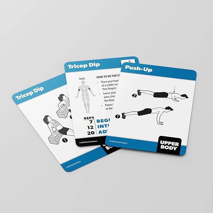 Quickfit 2 Pack - Dumbbell Workout Poster & Bodyweight Exercise Card Set