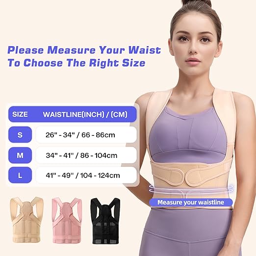 Back Brace Posture Corrector for Women and Men, Full Back Support Straps Straightener, Hunchback Improve Posture-Shoulder, Lumbar and Upper Lower Back Pain Relief (Nude, L)