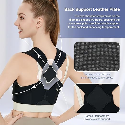 Back Brace Posture Corrector for Women and Men,Adjustable Shoulder Straightener Black(Small/Medium)