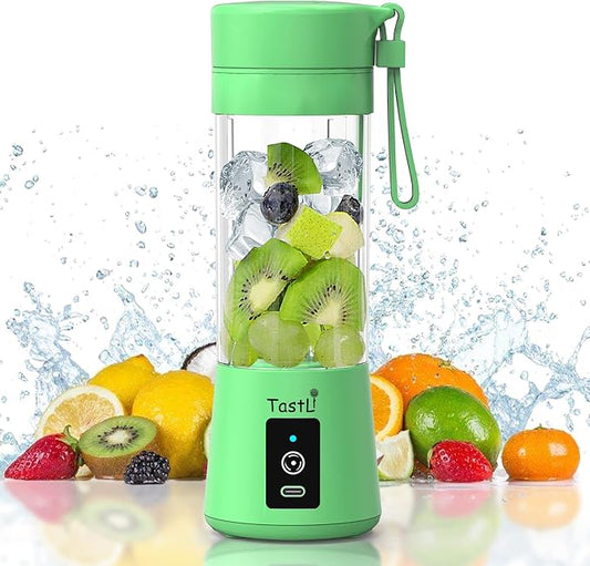 Portable Blender, Personal Juice Protein To Go Mixer Bottle, USB Rechargeable Mini Blender for shakes and smoothies (Green)