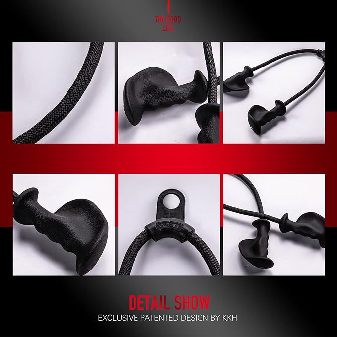 KKH Tricep Pull Down Attachment with Ergonomic Anti-Slip Handles, Tricep Rope Cable Attachment with Enhanced Grip to Relieve Wrist Strain, Versatile Rope Attachment for Cable Machine