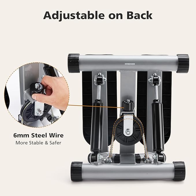 Sweetcrispy Mini Stair Steppers with Resistance Bands for Exercise at Home, Portable Exercise Twist Stepper Machine for Full Body Workout, 265LBS Capacity
