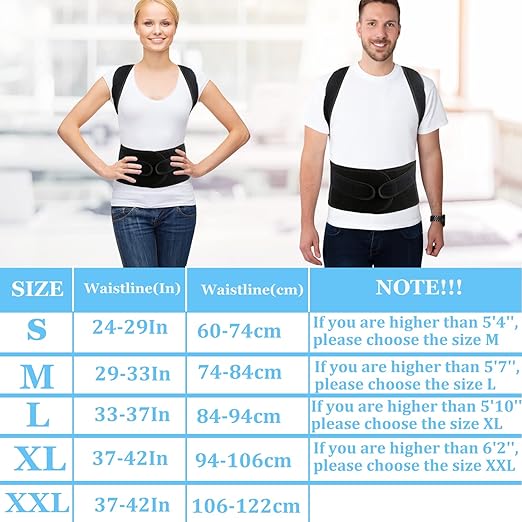 PAZAPO Posture Corrector for Men and Women - Back Brace Full Back Support Straightener for Hunchback - Upper and Lower Lumbar to Relieve,XX-Large(42-48 Inches)