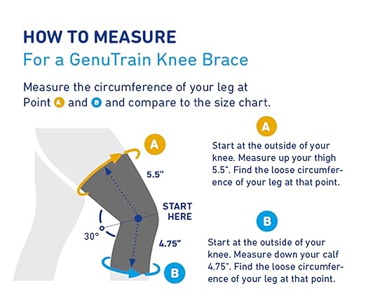 Bauerfeind GenuTrain Knee Support Brace (New Version) - Targeted Support for Pain Relief & Stabilization for Weak, Swollen & Injured Knees & Arthritis - Size 6C, Comfort - Color Black
