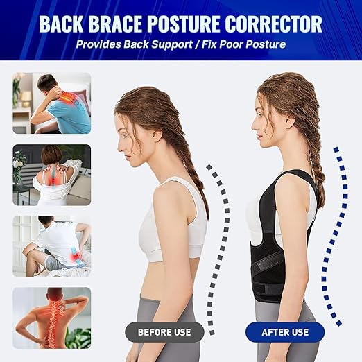 Posture Corrector for Women and Men, Adjustable Back Brace & Straightener for Scoliosis - Hunchback Correction - Back Pain/Spine Corrector/Back Support and Posture Trainer, M(34''-41'')