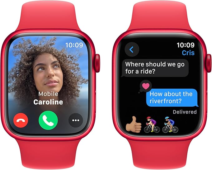 Apple Watch Series 9 [GPS 45mm] Smartwatch with (Product) RED Aluminum Case with (Product) RED Sport Band S/M. Fitness Tracker, ECG Apps, Always-On Retina Display, Water Resistant