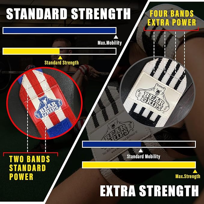 Bear Grips Wrist Wraps for Weightlifting | Weight Lifting Wrist Straps for Weightlifting | Extra Strength Gym Wrist Wraps | Two Wrist Wrap Per Pack | 12” & 18” | Lifting Wrist Wraps for Men & Women