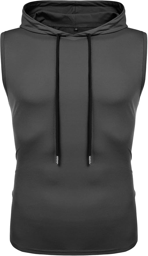 Babioboa Men's Workout Hooded Tank Tops Sleeveless Gym Hoodies Bodybuilding Muscle Shirts
