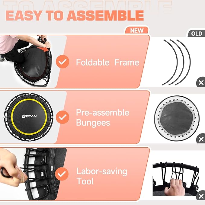 BCAN 450/550 LBS Foldable Mini Trampoline 40"/48" Fitness