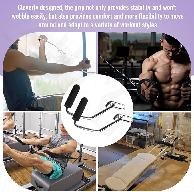 Open Ended Chrome Grip Handles for Tot-al Gym Home Workout Machines 2000, 2200, 2500, 3000, 3000XL, XL, XLS - Total Gym Accessories Compatible with Supra, Electra, FIT, Black