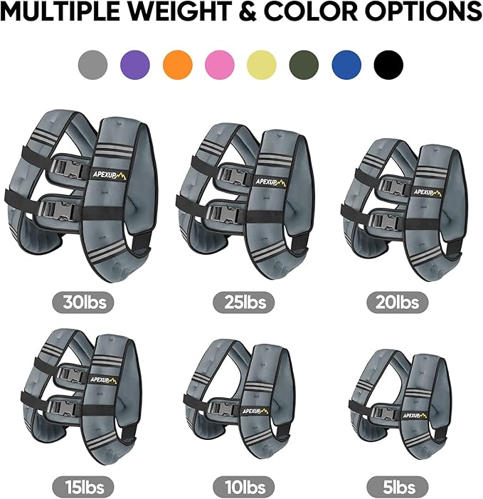 APEXUP Weighted Vest with 5lbs/10lbs/15lbs/20lbs/25lbs/30lbs Weights and Reflective Stripe, Weight Vest Men Women for Workout, Strength Training, Running
