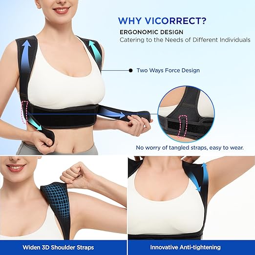 Posture Corrector for Women and Men, Adjustable Upper Back Brace for Clavicle Support and Providing Pain Relief from Neck, Shoulder, and Upper Back (Black, Small/Medium)