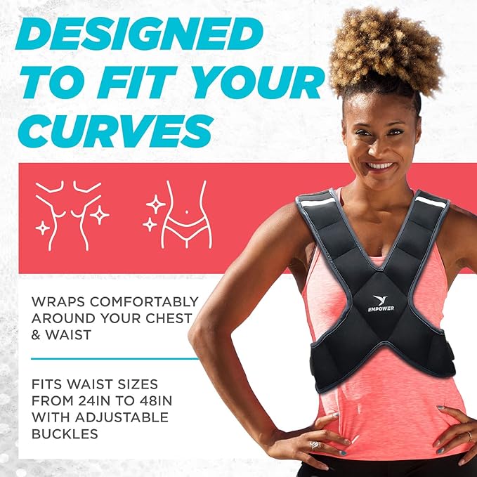 Empower Weighted Walking Vest for Women – Strengthen Muscles, Boost Bone Health, and Burn More Calories (fixed 8lbs, adjustable 4-10lbs or 10-16lbs)