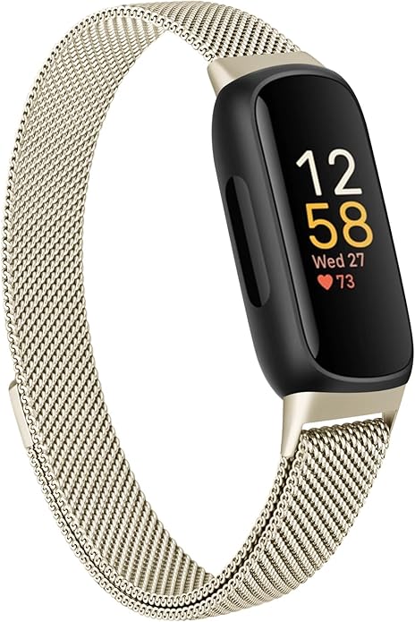 Amzpas band for Fitbit Inspire 3 Bands Women Men, Stainless Steel Mesh Loop Adjustable Magnetic Wristband Replacement Straps Compatible with Fitbit Inspire 3 Fitness Tracker