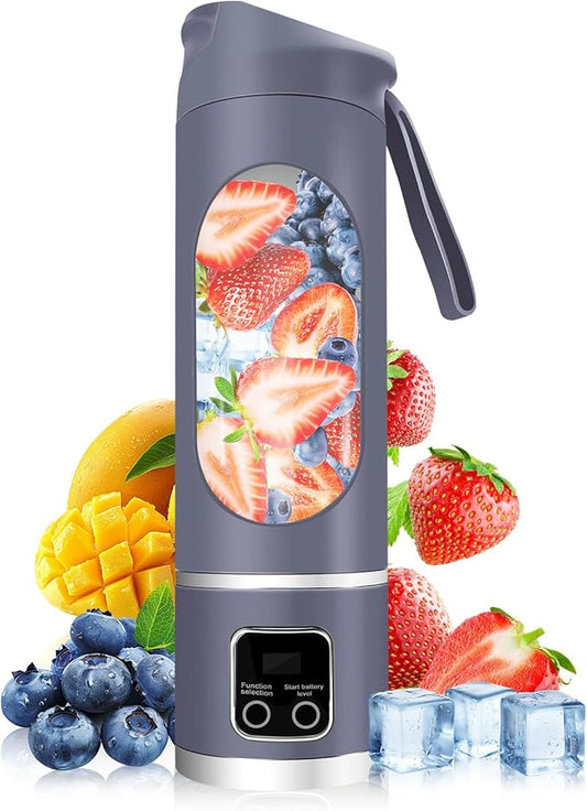 Portable Personal Electric USB Juicer，500ML Mini Blender Portable Blender For Shakes and Smoothies juice，12 Blades Great for Mixing，Compact、Convenient and Versatile (Purple)