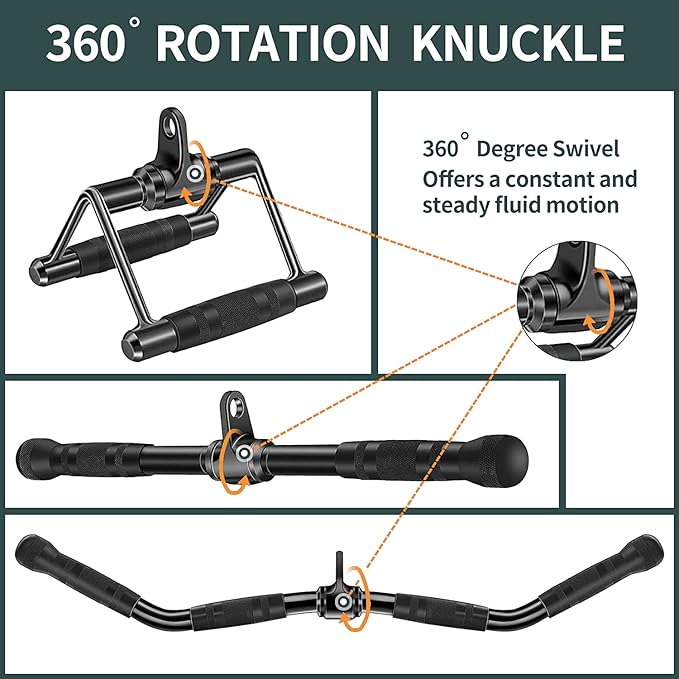 Solid Steel Cable Machine Accessories for Home Gym, Triceps Pull Down Attachment, Cable Attachments for Gym, LAT Pull Down Attachment Weight Fitness