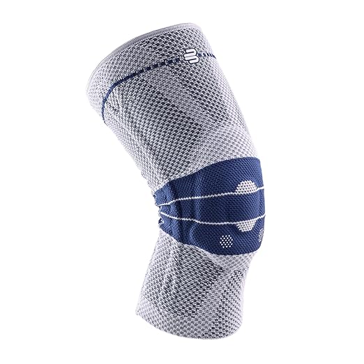Bauerfeind - GenuTrain - Knee Support Brace - Targeted Support for Pain Relief and Stabilization of the Knee, Provides Relief of Weak, Swollen, and Injured Knees - Size 4C, Comfort - Color Titanium