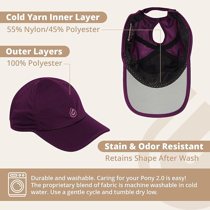 Pony 2.0 Sweat-Wicking Ponytail Hat for Women - Adjustable Baseball Cap for Running, Workouts, Tennis & Outdoors