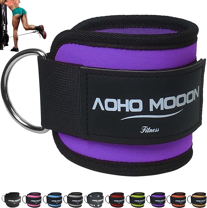 Comfortable Adjustable Padded Ankle Wrist Cuffs Neoprene Padded Straps D-Ring Glute Kickback for Cable Machine, Ideal for Glutes Exercises