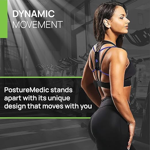 PRIMEKINETIX PostureMedic Dynamic Posture Brace for Neck and Back Support -For Enhanced Shoulder Alignment, Posture Improvement & Stretching-XL(Black)