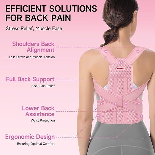 Back Brace Posture Corrector for Women, Adjustable Shoulder Straightener for Upper and Lower Back Pain Relief, Full Back Support Hunchback, Spine Corrector Pink - Large