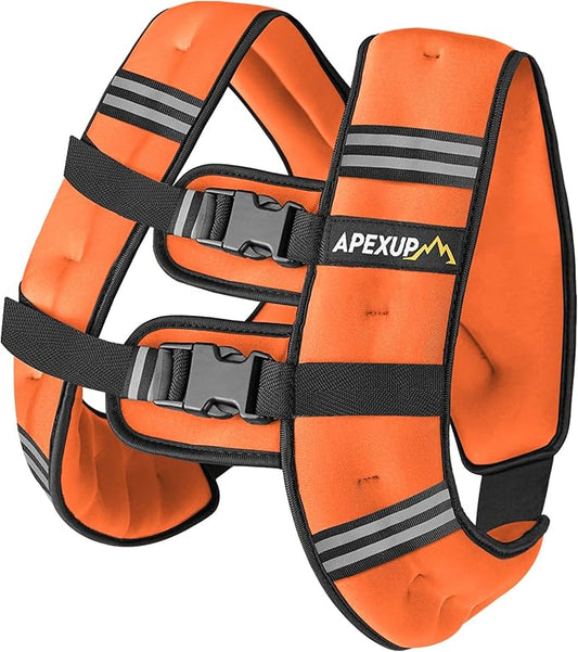 APEXUP Weighted Vest with 5lbs/10lbs/15lbs/20lbs/25lbs/30lbs Weights and Reflective Stripe, Weight Vest Men Women for Workout, Strength Training, Running