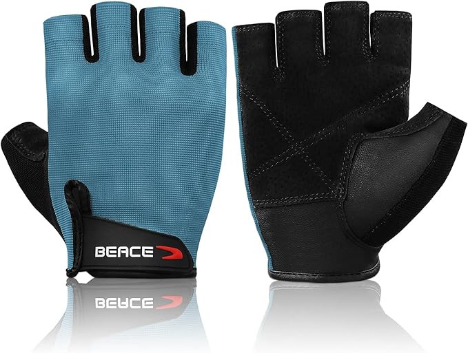 BEACE Weight Lifting Gym Gloves with Anti-Slip Leather Palm for Workout Exercise Training Fitness and Bodybuilding for Men & Women