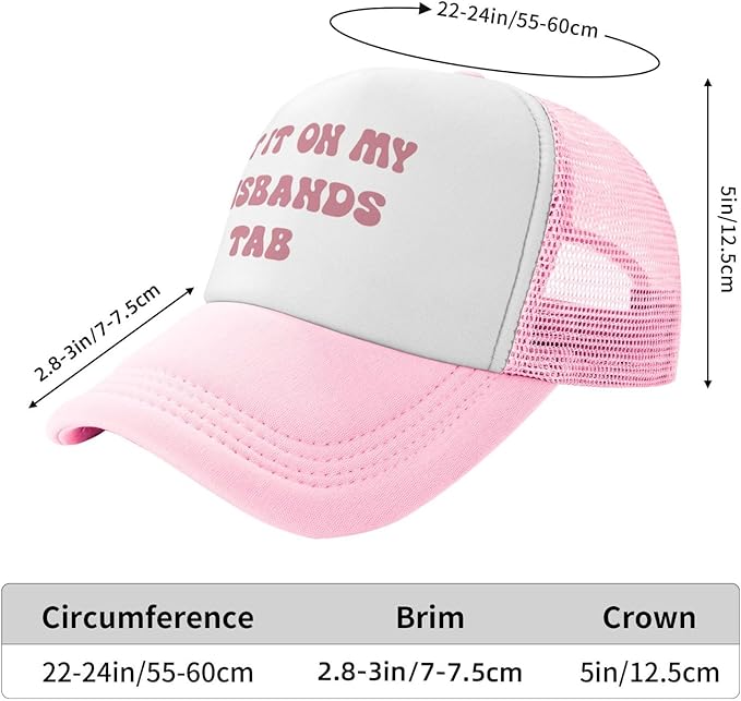Put It On My Husband's Tab Drinking Trucker Hat - Funny Pink Trucker Hat for Women and Men