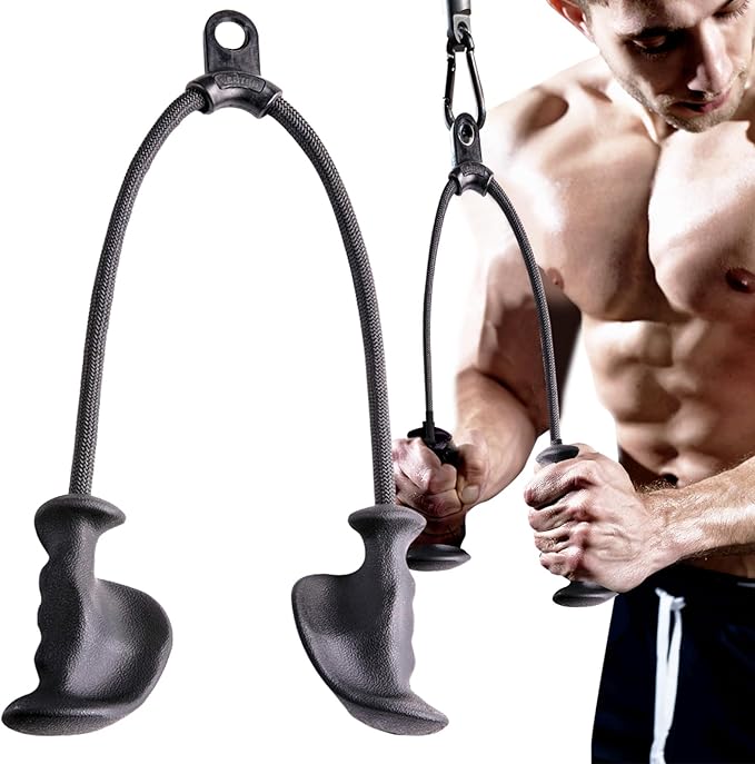KKH Tricep Pull Down Attachment with Ergonomic Anti-Slip Handles, Tricep Rope Cable Attachment with Enhanced Grip to Relieve Wrist Strain, Versatile Rope Attachment for Cable Machine