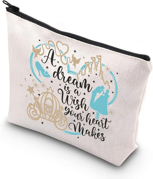 BDPWSS Fairy Tales Makeup Bag Fairy Princess Gift a Dream Is a Wish Your Heart Makes Cosmetic Bag For Friend Sister (You makes dream)