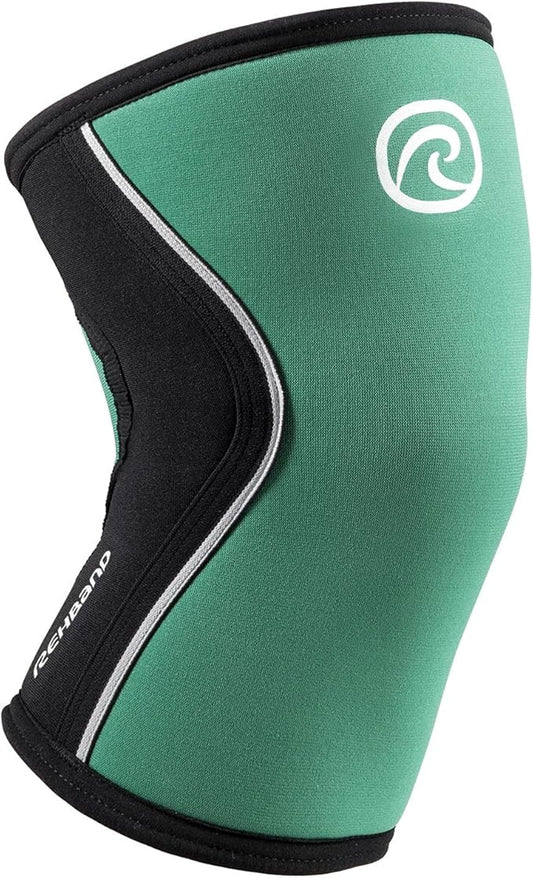 Rehband 5mm Knee Sleeves for Functional Training, Cross-Training & Powerlifting, Weightlifting Knee Support made of Neoprene, Unisex, Colour:Emerald Green/Black, Size:X-Large