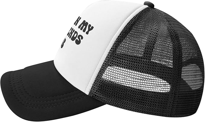 Put It On My Husband's Tab Drinking Trucker Hat - Funny Pink Trucker Hat for Women and Men