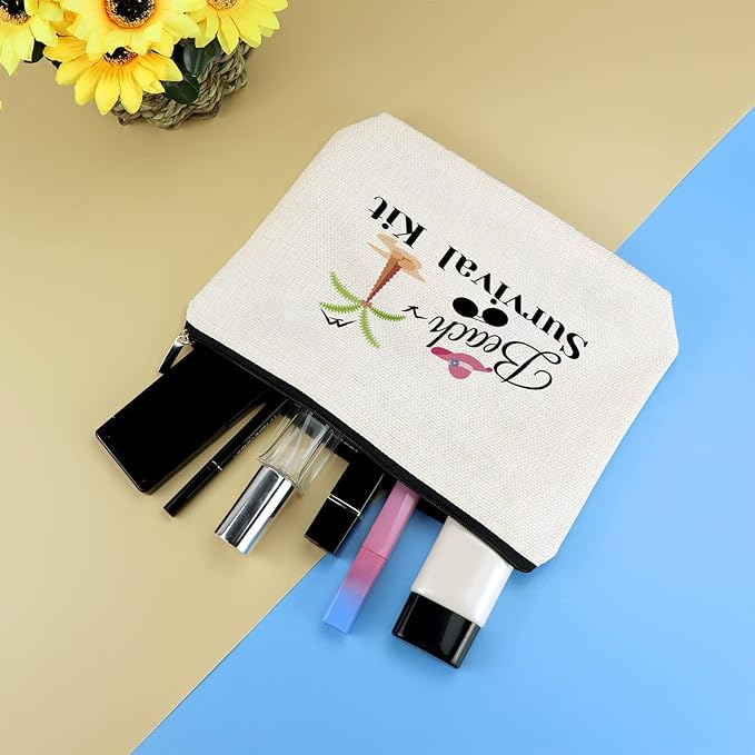 Beach Lover Gift Makeup Bags for Women Beach Travel Cosmetic Bag Beach Vacation Gifts Beach Themed Gifts for Teen Girls Beach Lover Birthday Christmas Graduation Gifts Summer Ocean Gift Toiletry Pouch