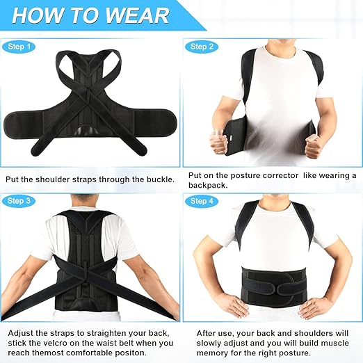 PAZAPO Posture Corrector for Men and Women - Back Brace Full Back Support Straightener for Hunchback - Upper and Lower Lumbar to Relieve,XX-Large(42-48 Inches)
