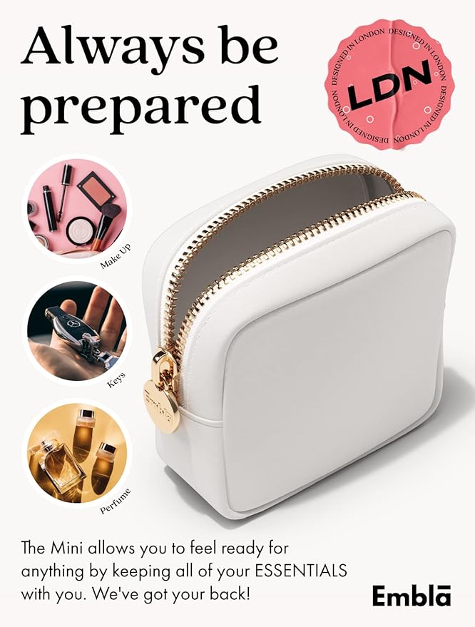 BE MINE Valentine Makeup Bag Travel Cosmetics Pouch and Toiletry Bag, Nylon Zipper Pouch Purse, Cute Make Up Organizer Storage Tote for Women Girls, Travel Skincare Case, Small Makeup Bags, White