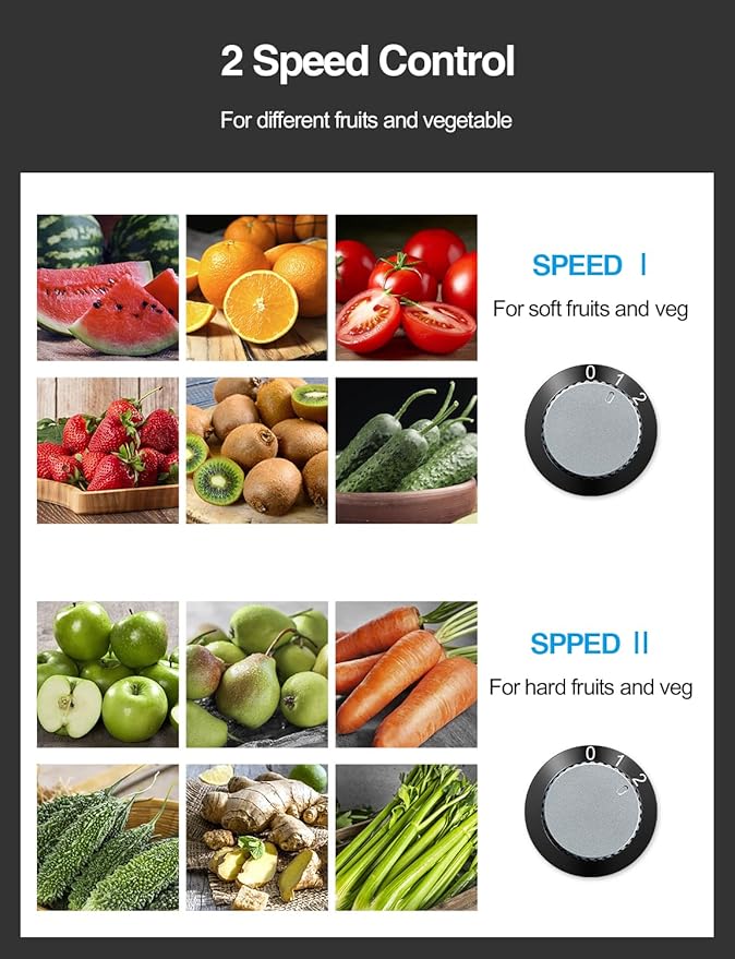 QCen Juicer Machine, 800W Centrifugal Juicer Extractor with Wide Mouth 3” Feed Chute for Fruit Vegetable, Easy to Clean, Stainless Steel, BPA-free (Blue)