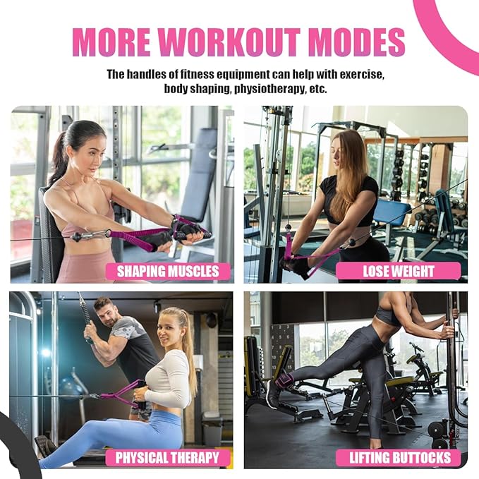 VEICK Exercise Handles with Ankle Straps, Replacement Handle Cable Attachments Pull Up Handles Equipment Gym Accessories Pilates Yoga Strength Trainer