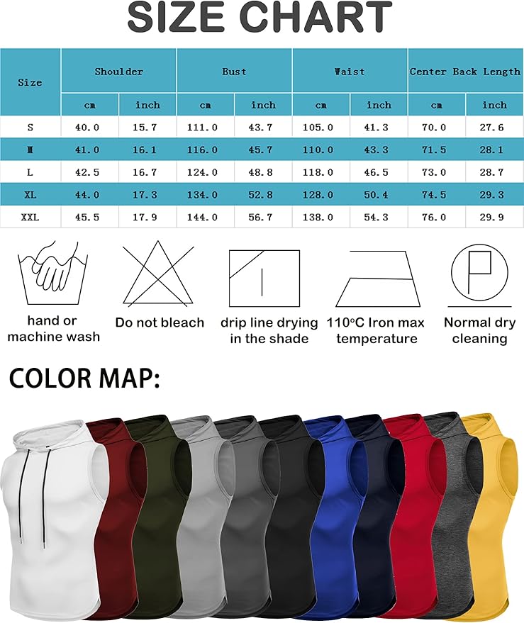 Babioboa Men's Workout Hooded Tank Tops Sleeveless Gym Hoodies Bodybuilding Muscle Shirts