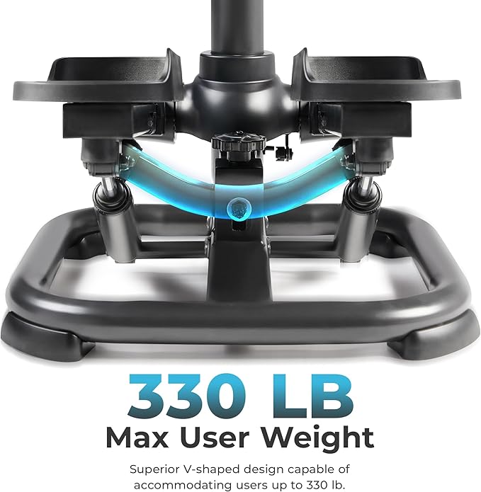 Sunny Health & Fitness 2-in-1 Premium Power Stepper with Resistance Bands, Low-Impact Cardio, Space-Saving, Height-Adjustable, with Enhanced Bluetooth Connectivity with Free SunnyFit App