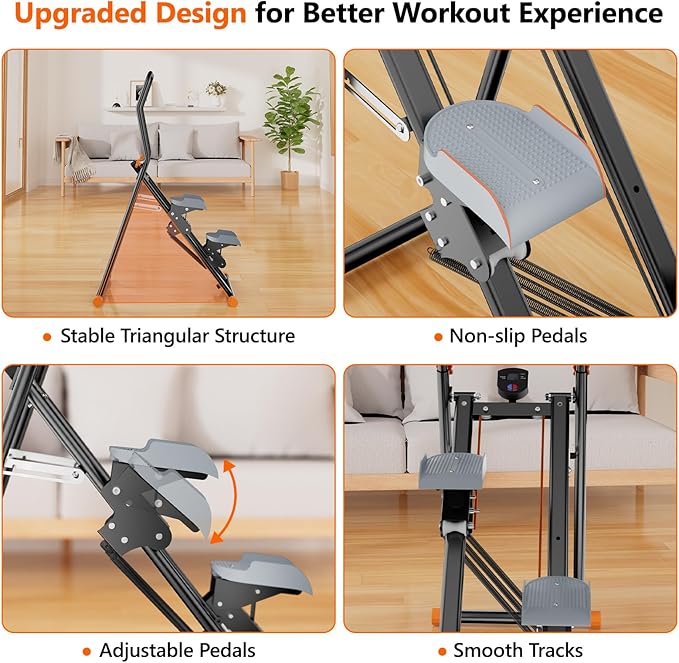 Stair Stepper Resistance Adjustable Vertical Climber Machine Ab Glute and Leg Home Cardio Exerciser