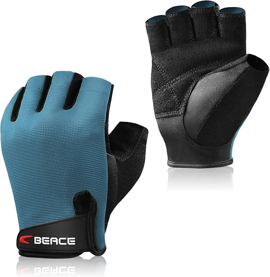BEACE Weight Lifting Gym Gloves with Anti-Slip Leather Palm for Workout Exercise Training Fitness and Bodybuilding for Men & Women