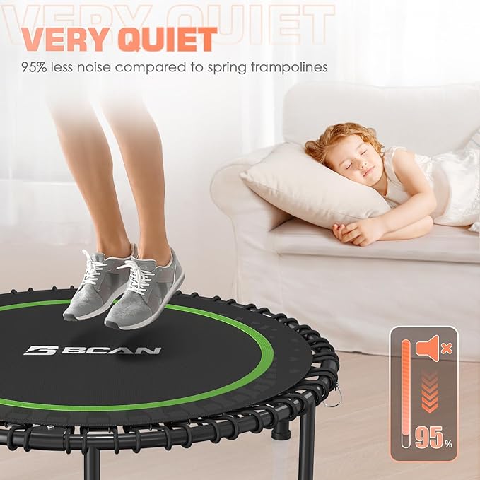 BCAN 40"/48" Foldable Mini Trampoline with Resistance Band 450 LBS