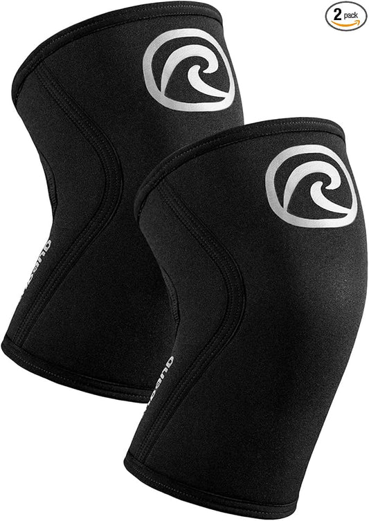 Rehband 5mm Knee Sleeves for Functional Training, Cross-Training & Powerlifting, Weightlifting Knee Support made of Neoprene, Unisex, Colour:Silver/Black - 1 Pair, Size:X-Large