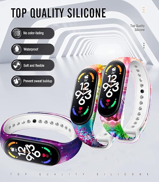 Bands Replacement for Mi Band 7 Strap Wristbands Compatible with Xiaomi Mi Band 7 Smartwatch Accessories Colorful Bracelet for Women Men Silicone Smart Watch Xiaomi 7 Wrist Band